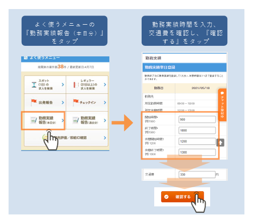 フルキャストの勤怠報告