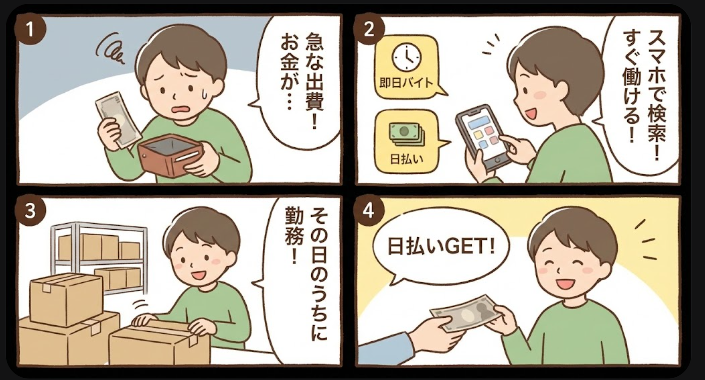 テイケイワークスは働けばすぐにお金がもらえる