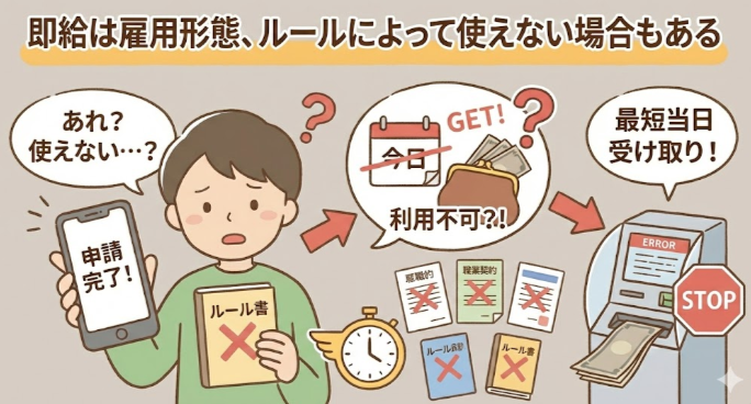 即給は雇用形態、ルールに使えない場合もある