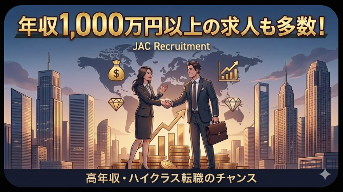 JACリクルートメントは年収1000万円以上の求人も多数