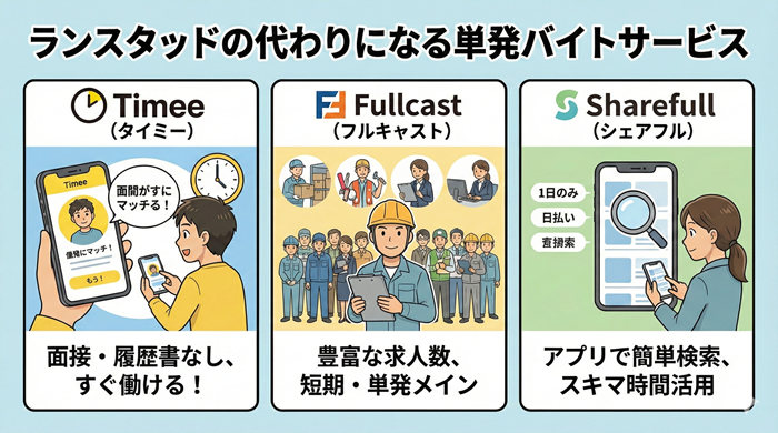 ランスタッドの代わりになる単発バイトサービス