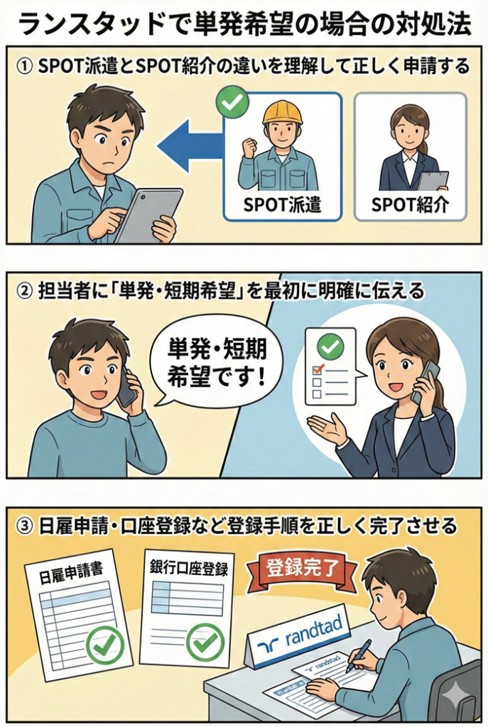 ランスタッドで単発希望の場合の対処法