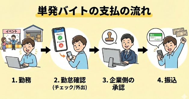 単発バイトの支払の流れ