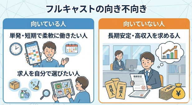 フルキャストのWeb登録が向いている人・向いていない人