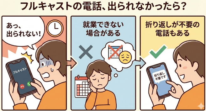 フルキャストからの電話に出なかった場合どうなる？