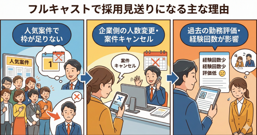 フルキャストで採用見送りになる主な理由