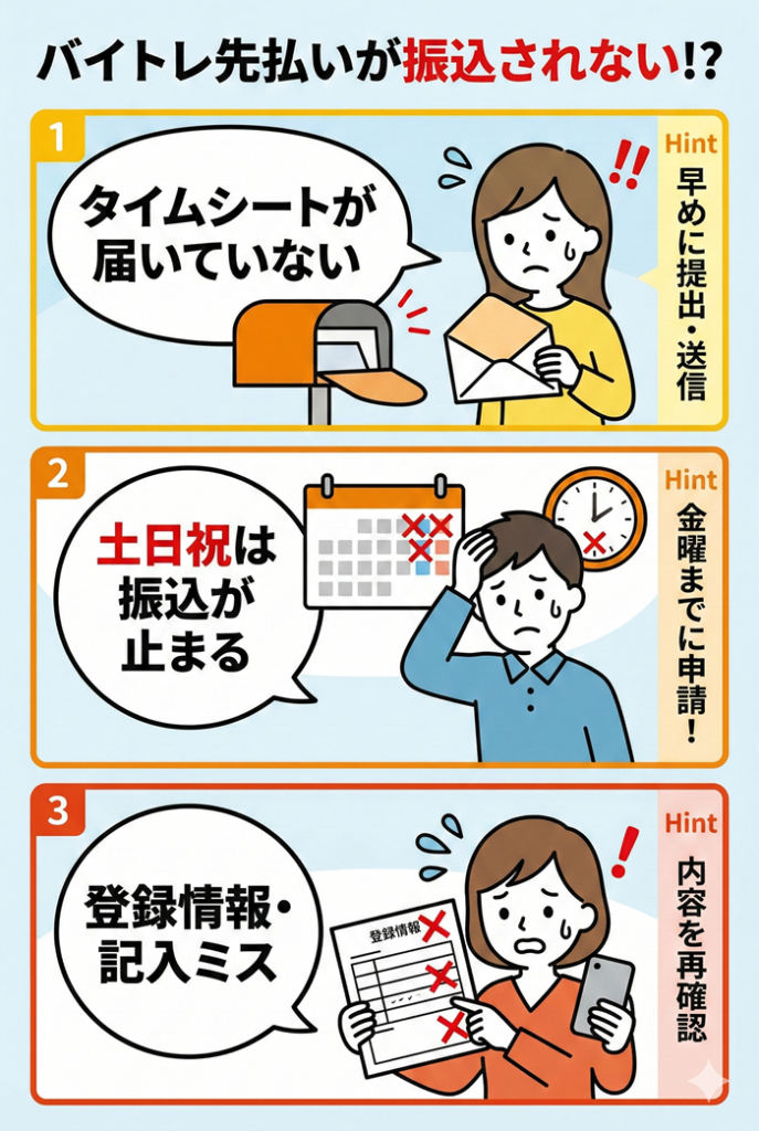 バイトレの先払いが遅いと感じる主な原因