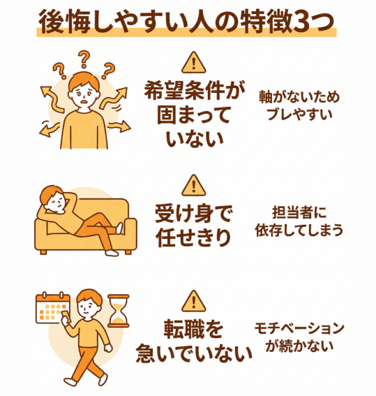 転職エージェントを使って後悔しやすい人の特徴